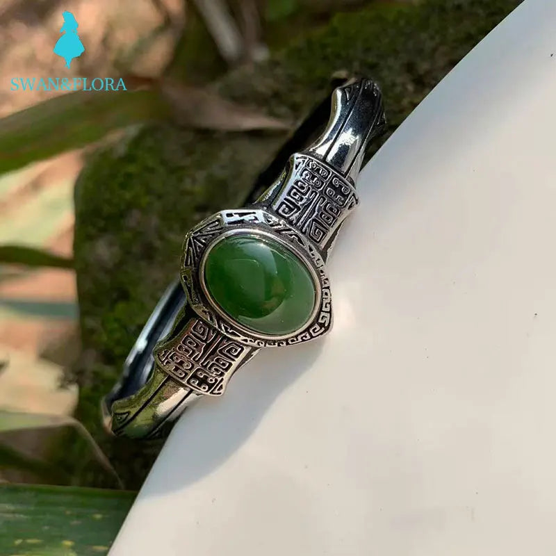 Green Hetian jade bracelet gem female