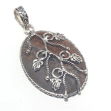 Honey Dendrite Opal Pendant Silver Overlay over Copper 63mm