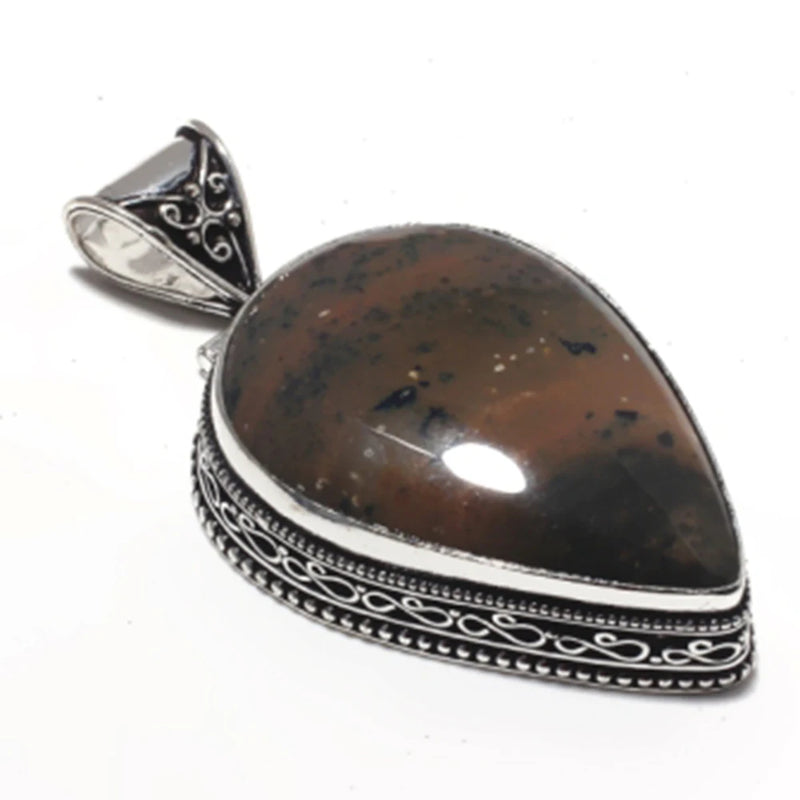 Honey Dendrite Opal Pendant Silver Overlay on Copper