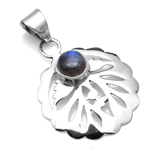 Labradorite Pendant 925 Sterling Silver 37.5 mm