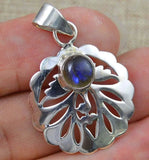 Labradorite Pendant 925 Sterling Silver 37.5 mm