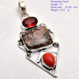 Labradorite SnowFlakes Rhodochrosite Amazonite Pyrite Agate Solar Quartz Pendant