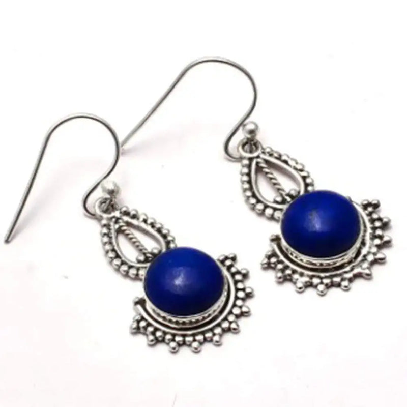 Lapis Lazuli 925 Silver Earrings, 35 mm