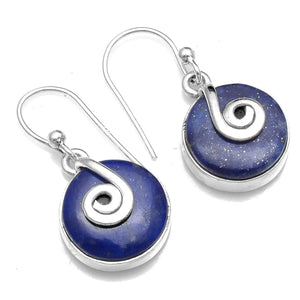 Lapis Lazuli 925 Sterling Silver Earrings, 26mm
