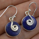 Lapis Lazuli 925 Sterling Silver Earrings, 26mm