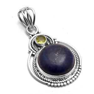 Lapis Lazuri Pendant 925 Sterling Silver 38mm