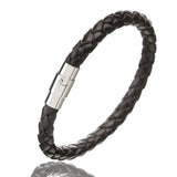 Men's Leather Bracelet Stainless Steel Magnetic Clasp