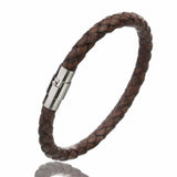 Men's Leather Bracelet Stainless Steel Magnetic Clasp