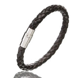 Men's Leather Bracelet Stainless Steel Magnetic Clasp