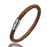 Men's Leather Bracelet Stainless Steel Magnetic Clasp