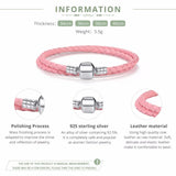 Double Pink Leather Chain Bracelet with Silver Clasp