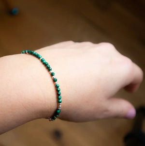 Malachite Heart Chakra Bracelet, Adjustable Bracelet