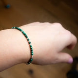 Malachite Heart Chakra Bracelet, Adjustable Bracelet
