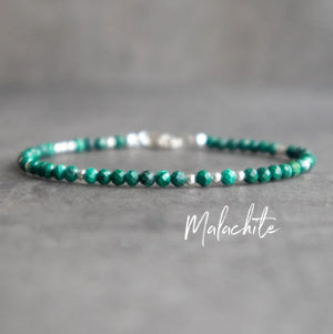 Malachite Heart Chakra Bracelet, Adjustable Bracelet