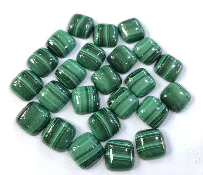 Malachite Cushion Gemstone Loose Bead For Jewelry Making - 10pcs/Lot