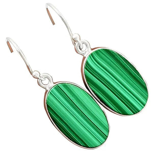Malachite Earrings 925 Sterling Silver 35mm AE1045