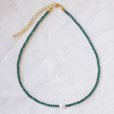 Green Malachite Choker Necklace for Women, Nature Pearl Beads
