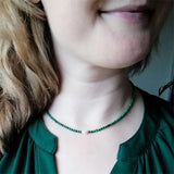 Green Malachite Choker Necklace for Women, Nature Pearl Beads