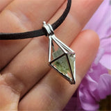 Moldavite Crystal Herkimer Necklace Czech Tektite Healing Stone