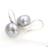 10-11mm Gray Akoya Freshwater Pearl Silver Dangle Earrings