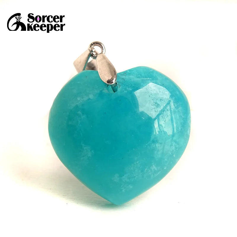 Amazonite Quartz Crystal Beads Pendant Necklace for Woman Man