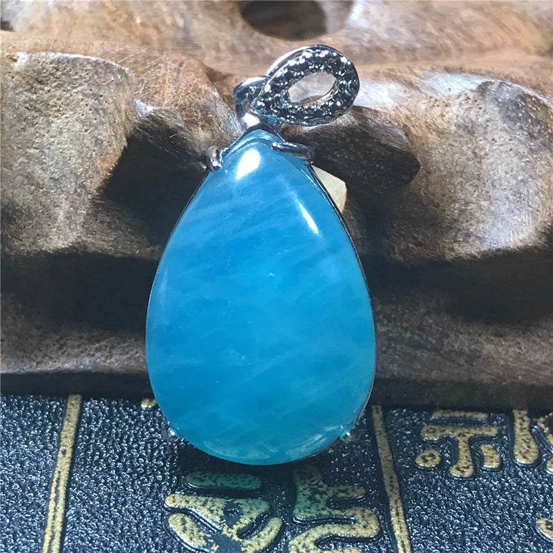 Amazonite Pendant Jewelry Silver Crystal Beads Mozambique Water Drop Stone