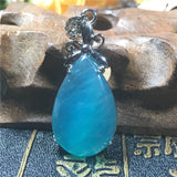 Natural Amazonite Pendant Jewelry For Woman Lady Man Crystal Silver 40x17x8mm