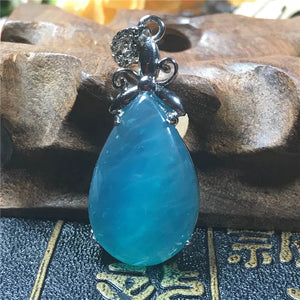 Natural Amazonite Pendant Jewelry For Woman Lady Man Crystal Silver 40x17x8mm