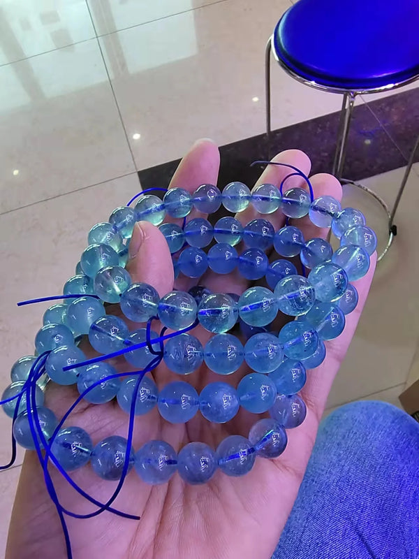 Natural Aquamarines Crystal Beads Bracelet 7mm 8mm 10mm12mm