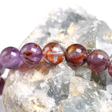 Auralite 23 Bracelet Stretch Amethyst Round Bead Gem Jewelry