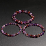 Auralite 23 Bracelet Stretch Amethyst Round Bead Gem Jewelry