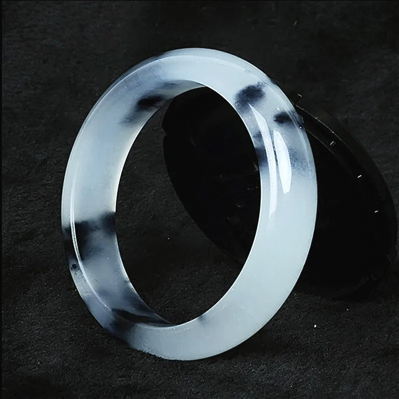 Natural Jade Bangle Bracelet Hand-Carved Charm Jewelry Accessories