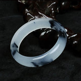 Natural Jade Bangle Bracelet Hand-Carved Charm Jewelry Accessories