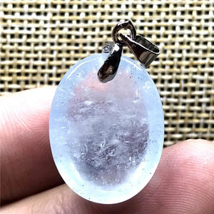 Aquamarine Beads Necklace Clear Crystal Luck Stone AAAAA