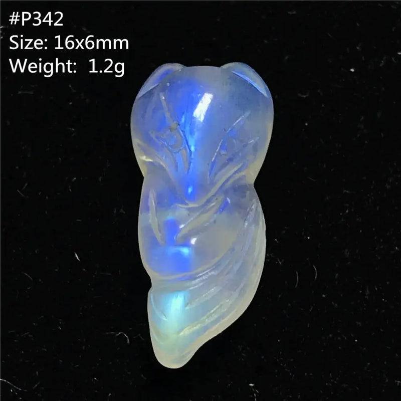 Natural Light Moonstone Fox Carved Pendant 16x6mm Beads Healing Luck Gift