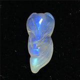 Natural Light Moonstone Fox Carved Pendant 16x6mm Beads Healing Luck Gift