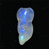 Natural Light Moonstone Fox Carved Pendant 16x6mm Beads Healing Luck Gift