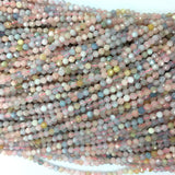 Natural Pink Morganite Star Faceted Rose Cut Round Small Necklaces Beads 4mm