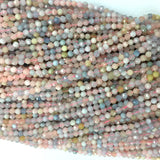 Natural Pink Morganite Star Faceted Rose Cut Round Small Necklaces Beads 4mm