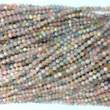 Natural Pink Morganite Star Faceted Rose Cut Round Small Necklaces Beads 4mm