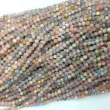 Natural Pink Morganite Star Faceted Rose Cut Round Small Necklaces Beads 4mm