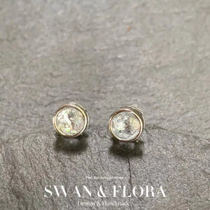 Ocean Topaz Stud Earrings 925 Silver 1.4ct Pave CZ