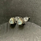 Ocean Topaz Stud Earrings 925 Silver 1.4ct Pave CZ