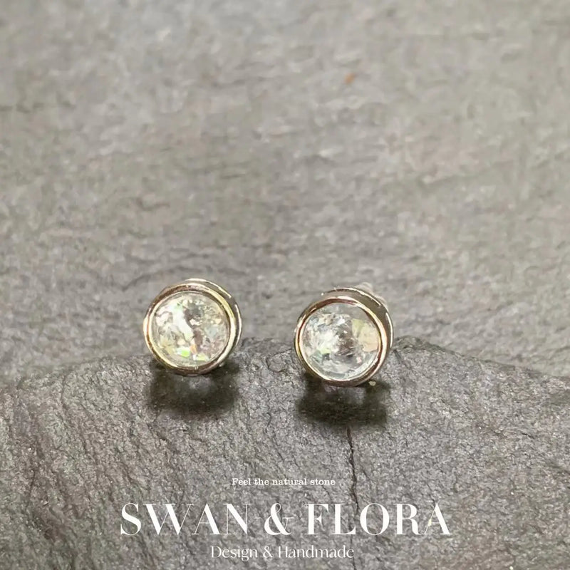 Ocean Topaz Stud Earrings 925 Silver 1.4ct Pave CZ