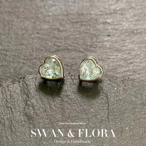 Ocean Topaz Stud Earrings 925 Silver 1.4ct Pave CZ