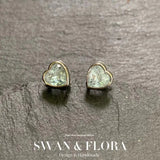 Ocean Topaz Stud Earrings 925 Silver 1.4ct Pave CZ