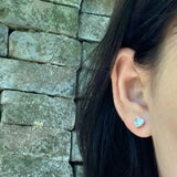 Ocean Topaz Stud Earrings 925 Silver 1.4ct Pave CZ
