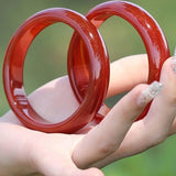 Natural Chalcedony Agate Red Bangle Bracelet Charm Jewellery