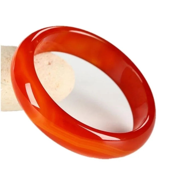 Natural Chalcedony Agate Red Bangle Bracelet Charm Jewellery