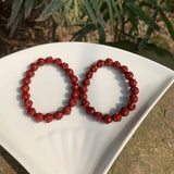 Natural Cinnabar Buddha Bracelet Crystal Gift Woman Round Beads Jewelry Fine